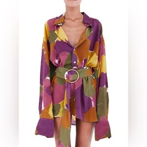 Bamba oversized shirt with belt NWOT